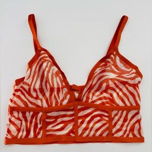 Auden Bralette Unlined Orange Zebra Intimate Sz Large NEW Sexy Undergarments